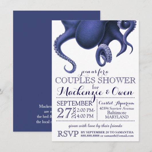  nautische octopus koppels douchen kaart (Voorkant / Achterkant)