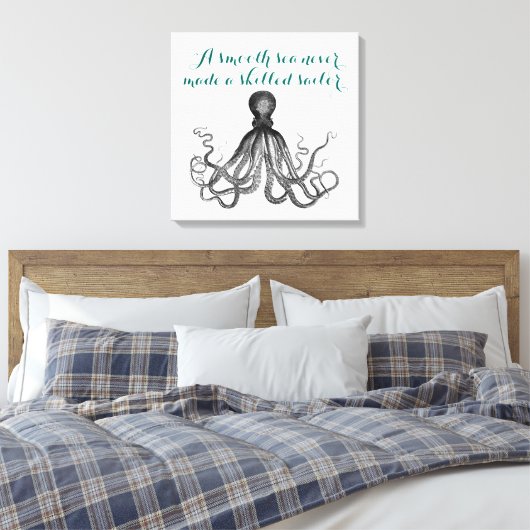 Nautische Octopus Kraken een glad zee nooit gemaak Canvas Afdruk (Insitu (Slaapkamer))