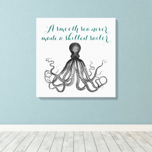Nautische Octopus Kraken een glad zee nooit gemaak Canvas Afdruk (Insitu (Houten vloer))