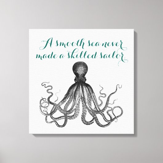 Nautische Octopus Kraken een glad zee nooit gemaak Canvas Afdruk (Voorkant)