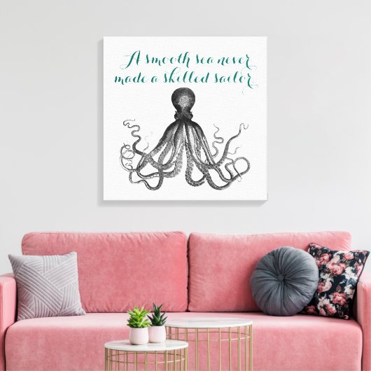 Nautische Octopus Kraken een glad zee nooit gemaak Canvas Afdruk (Insitu (Woonkamer))