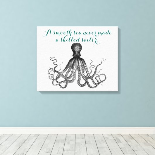 Nautische Octopus Kraken een glad zee nooit gemaak Canvas Afdruk (Insitu (Houten vloer))
