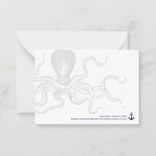 Nautische octopus met anker | Notecard Notitiekaartje (Voorkant)
