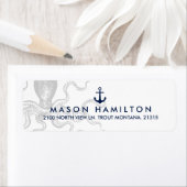 Nautische Octopus met Anker | Retouradres Etiket (Insitu)