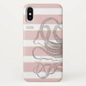Nautische  octopus op roze strepen Case-Mate iPhone case (Achterkant)