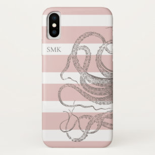 Nautische  octopus op roze strepen Case-Mate iPhone case
