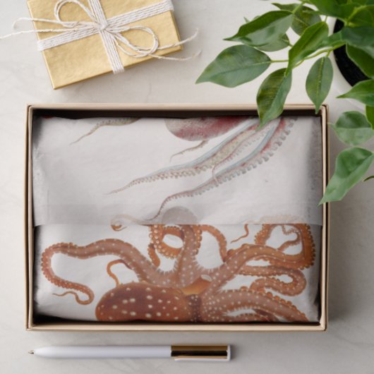 Nautische Octopus Squid Ephemera Decoupage Rood Tissuepapier (Geschenk)