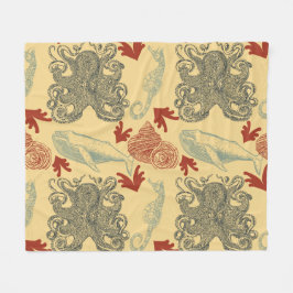 Nautische Octopus Zee Monster Illustratie Fleece Deken