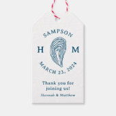 Nautische Oester Schelp Monogram Dank je wel Cadeaulabel (Voorkant)