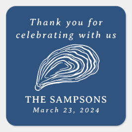 nautische oester shell bruiloft dank u vierkante sticker