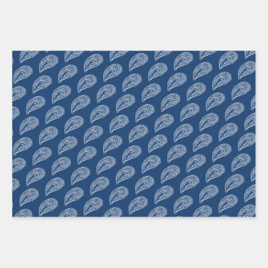 Nautische Oester Shell Monogram met Naam Datum Inpakpapier Vel (Voorkant 3)