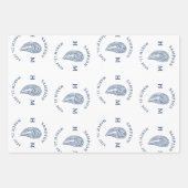 Nautische Oester Shell Monogram met Naam Datum Inpakpapier Vel (Voorkant)