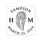 Nautische Oester Shell Monogram met Naam Datum Rubberstempel (Afrduk)