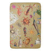 Nautische Onderwater Zeeleven Illustratie Goud Badmat (Voorkant Verticaal)