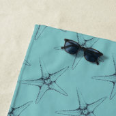 Nautische onderzee modern zeesterren patroon blauw strandlaken (In situ)