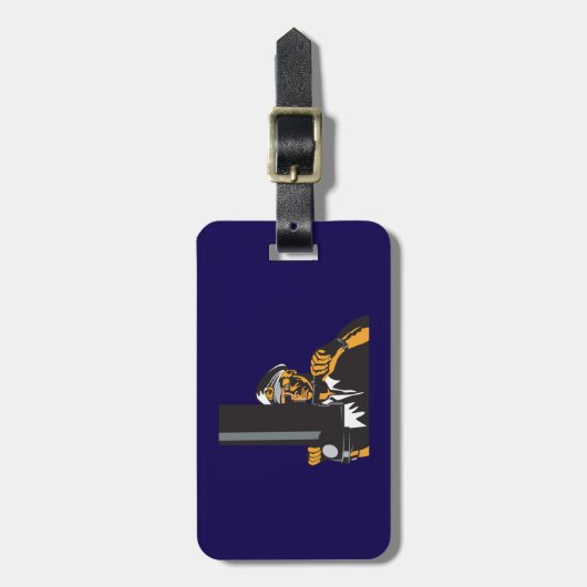 Nautische onderzeebootkapitein met periscoop bagagelabel (Voorkant verticaal)