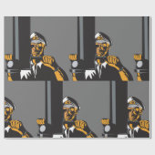 Nautische onderzeebootkapitein met periscoop cadeaupapier (Vlak)