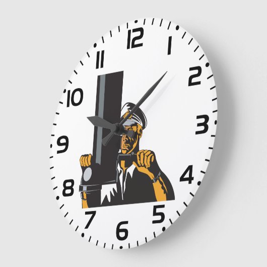 Nautische onderzeebootkapitein met periscoop grote klok (Hoek)