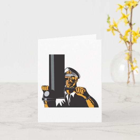 Nautische onderzeebootkapitein met periscoop kaart (Gele Bloem)