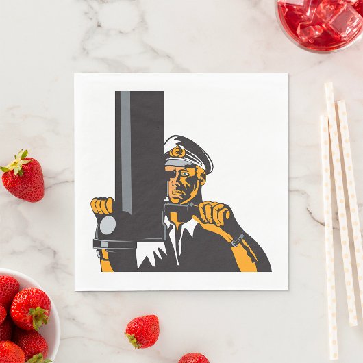 Nautische onderzeebootkapitein met periscoop servet