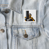 Nautische onderzeebootkapitein met periscoop vierkante button 5,1 cm