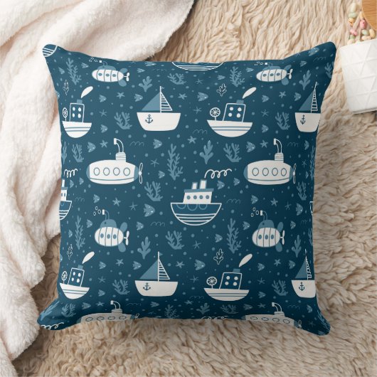 Nautische onderzeeër en bootprint kussen (Deken)