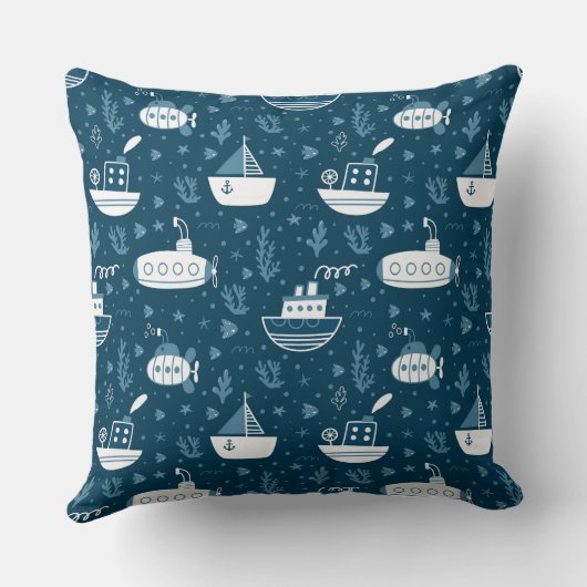 Nautische onderzeeër en bootprint kussen (Achterkant)