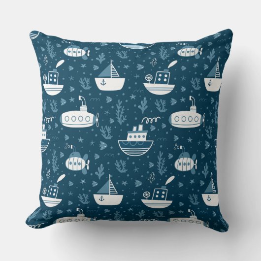 Nautische onderzeeër en bootprint kussen (Voorkant)