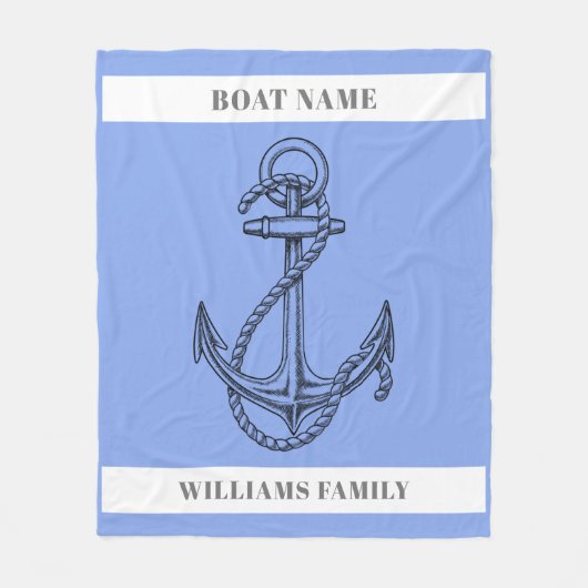 "nautische ontsnapping" gepersonaliseerde bootnaam fleece deken (Voorkant)