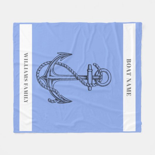 "nautische ontsnapping" gepersonaliseerde bootnaam fleece deken (Voorkant (Horizontaal))