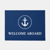 Nautische ontvangst aan boord Anker Touw Navy Blue Deurmat (Voorkant)