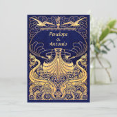  nautische ouderwetse huwelijksuitnodigingen kaart (Staand voorkant)