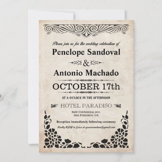  nautische ouderwetse huwelijksuitnodigingen kaart (Achterkant)