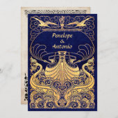  nautische ouderwetse huwelijksuitnodigingen kaart (Voorkant / Achterkant)