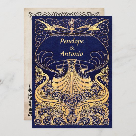 nautische ouderwetse huwelijksuitnodigingen kaart (Voorkant / Achterkant)