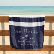 Nautische Palm Stripe Navy Monogram