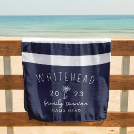 Nautische Palm Stripe Navy Monogram Strandlaken