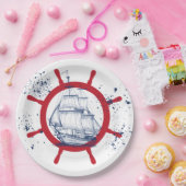 Nautische partij zeilboot papieren bordje (Feest)