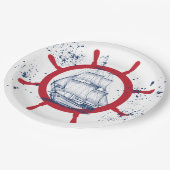 Nautische partij zeilboot papieren bordje (Gekanteld)