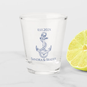 Nautische partners voor de kustbruiloft shot glas