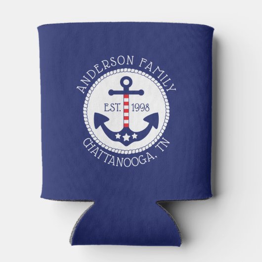 Nautische Patriottische Anker Familienaam Blikjeskoeler (Achterkant)