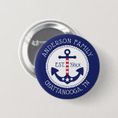 Nautische Patriottische Anker Familienaam Ronde Button 5,7 Cm (Voorkant /achterkant)