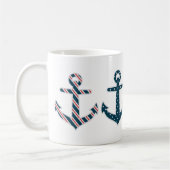 Nautische Patroon Ankers Gepersonaliseerde Mok (Links)