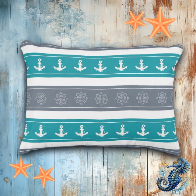 Nautische Patroon Boot Elementen Accent Kussen (Creator heeft geüpload)