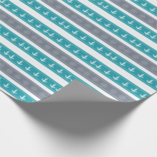 Nautische Patroon Boot Elementen Cadeaupapier (Hoek)