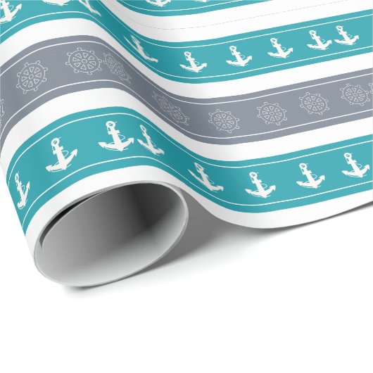 Nautische Patroon Boot Elementen Cadeaupapier (Rol Hoek)