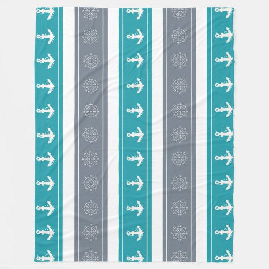 Nautische Patroon Boot Elementen Fleece Deken (Voorkant)