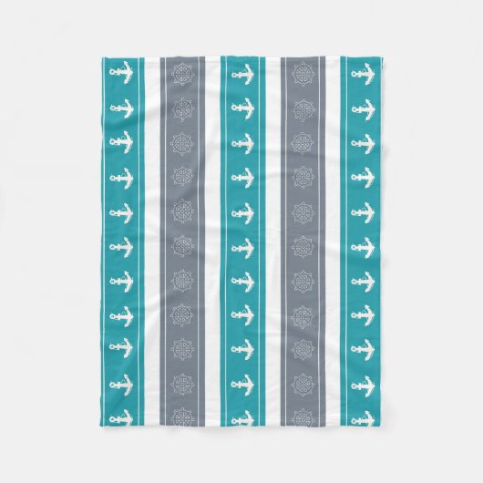 Nautische Patroon Boot Elementen Fleece Deken (Voorkant)