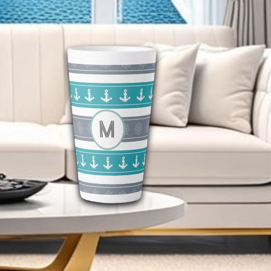 Nautische Patroon Boot Elementen Latte Mok