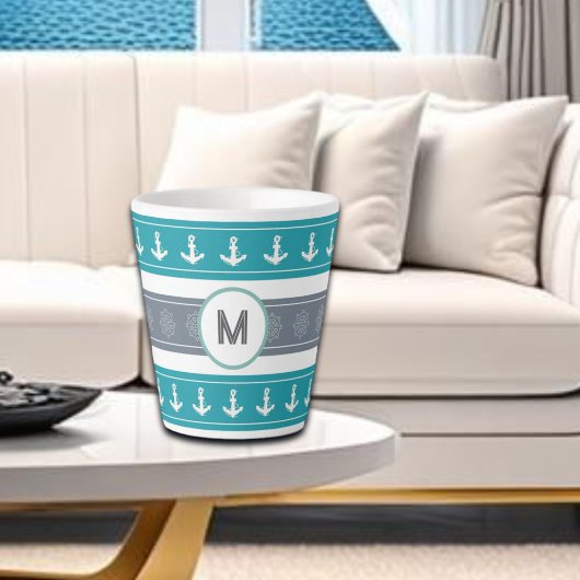 Nautische Patroon Boot Elementen Latte Mok